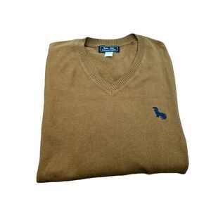 Blade + Blue San Francisco Men's Camel Fine Gauge Cotton V-Neck Sweater Sz Med